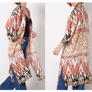 Evereve MILA Multicolor Geometric Open Cardigan Kimino cover up duster Size XS/S